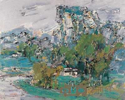 毛岱宗 2001年作 皖南山村 80×100cm